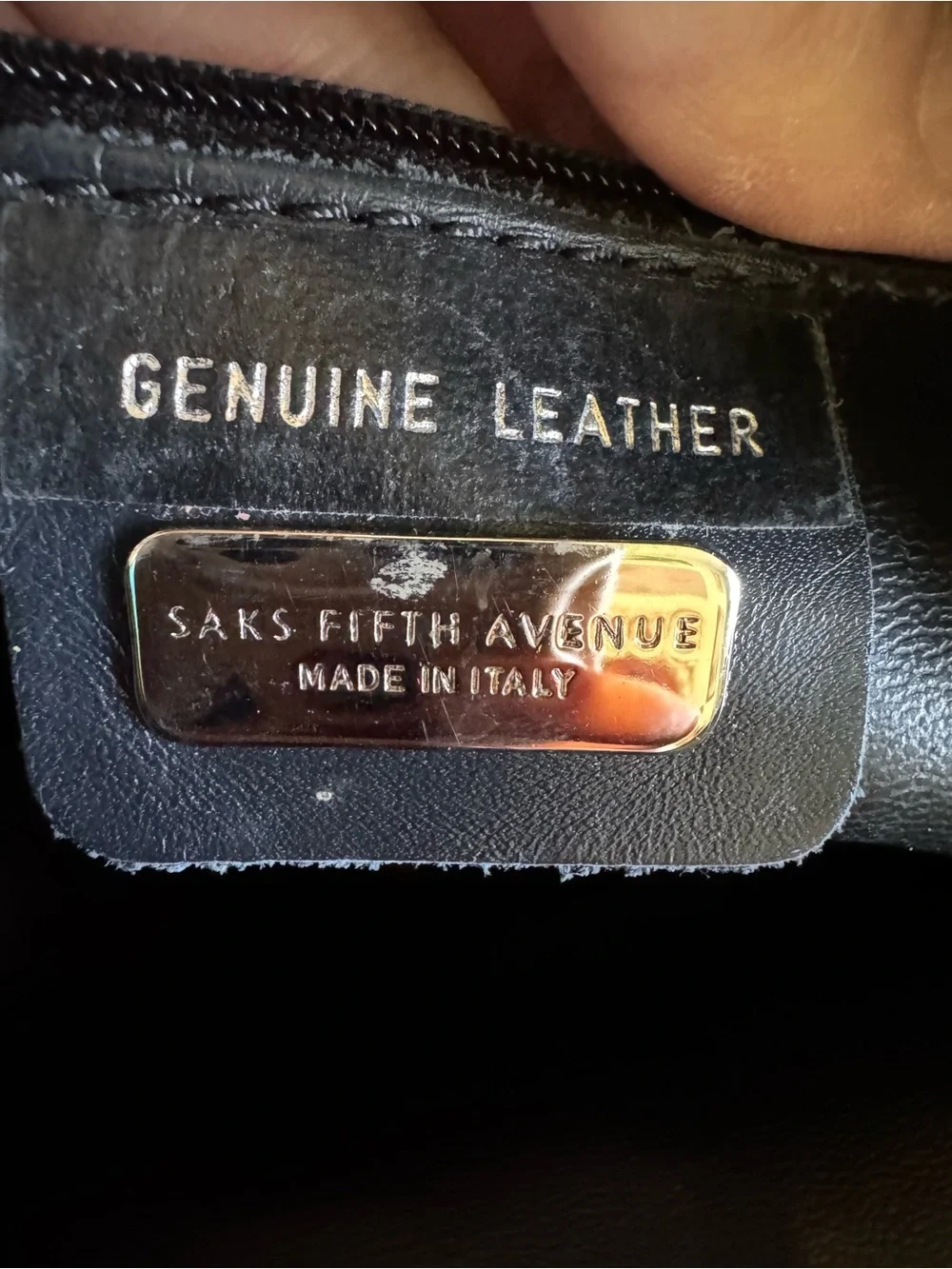 Saks Fifth Ave vintage black leather structured shoulder bag